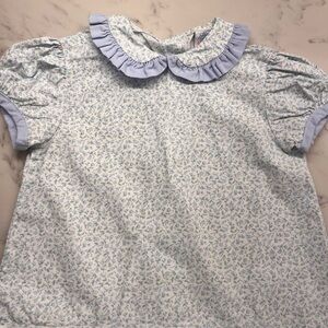 Kids Floral Print Blouse with Ruffled Collar